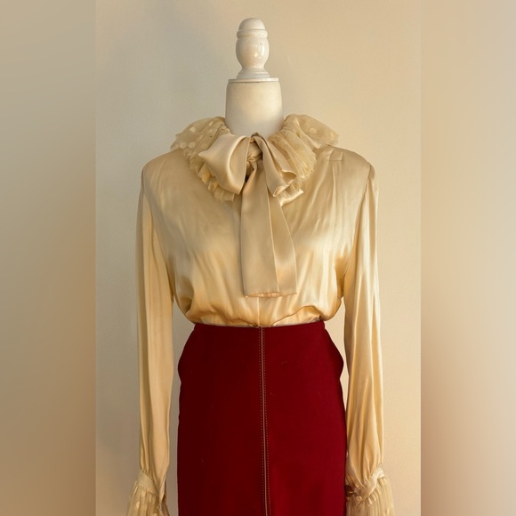 Vintage Mary Ann Restivo Silk Blouse Pierrot Collar Size 10 - Picture 6 of 16